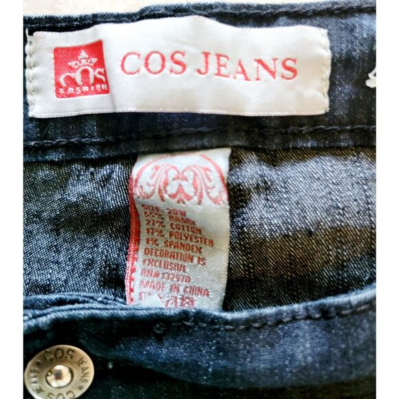 COS Jeans‎ 20W Denim Jeans Pants Women's Beaded Embroidered Dark Wash Pckts - Picture 6 of 8